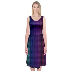 Abstract Background Plaid Midi Sleeveless Dress