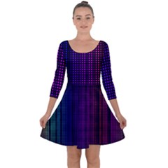 Abstract Background Plaid Quarter Sleeve Skater Dress