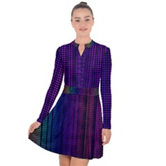 Abstract Background Plaid Long Sleeve Panel Dress