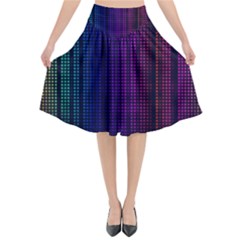 Abstract Background Plaid Flared Midi Skirt