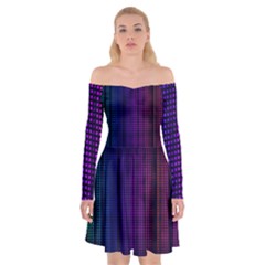 Abstract Background Plaid Off Shoulder Skater Dress