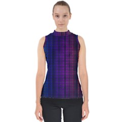 Abstract Background Plaid Mock Neck Shell Top