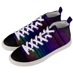 Abstract Background Plaid Men s Mid-top Canvas Sneakers