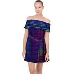 Abstract Background Plaid Off Shoulder Chiffon Dress by HermanTelo