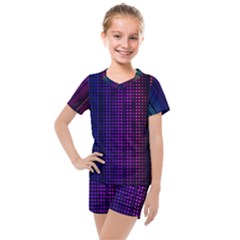 Abstract Background Plaid Kids  Mesh Tee And Shorts Set