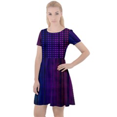 Abstract Background Plaid Cap Sleeve Velour Dress 