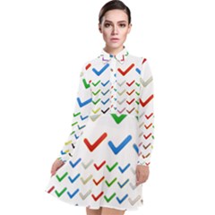 Confirm Button Metallic Metal Set Long Sleeve Chiffon Shirt Dress