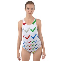 Confirm Button Metallic Metal Set Cut-out Back One Piece Swimsuit