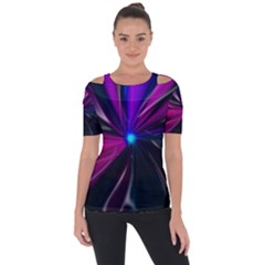 Abstract Background Lightning Shoulder Cut Out Short Sleeve Top