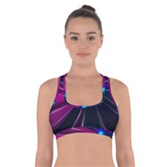 Abstract Background Lightning Cross Back Sports Bra