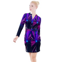 Abstract Background Lightning Button Long Sleeve Dress by HermanTelo