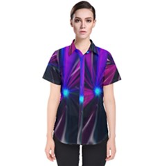 Abstract Background Lightning Women s Short Sleeve Shirt