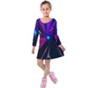 Abstract Background Lightning Kids  Long Sleeve Velvet Dress View1