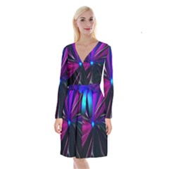 Abstract Background Lightning Long Sleeve Velvet Front Wrap Dress by HermanTelo