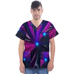 Abstract Background Lightning Men s V-neck Scrub Top