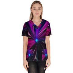 Abstract Background Lightning Women s V-neck Scrub Top