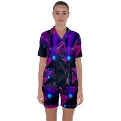 Abstract Background Lightning Satin Short Sleeve Pyjamas Set by HermanTelo