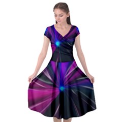 Abstract Background Lightning Cap Sleeve Wrap Front Dress