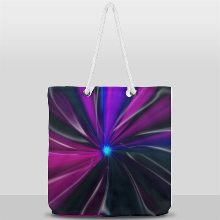 Abstract Background Lightning Full Print Rope Handle Tote (Large)