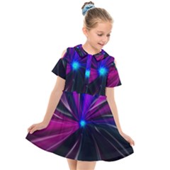 Abstract Background Lightning Kids  Short Sleeve Shirt Dress