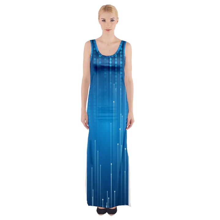 Abstract Line Space Maxi Thigh Split Dress