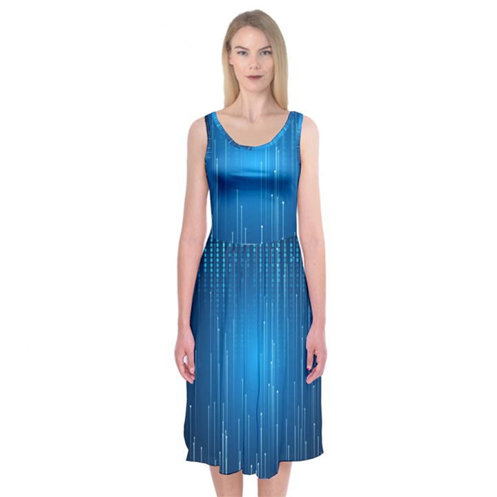 Abstract Line Space Midi Sleeveless Dress