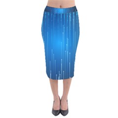 Abstract Line Space Velvet Midi Pencil Skirt