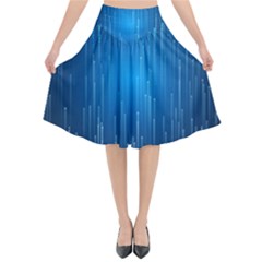 Abstract Line Space Flared Midi Skirt