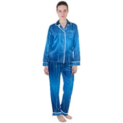 Abstract Line Space Satin Long Sleeve Pyjamas Set