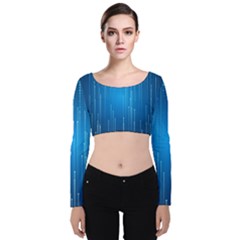 Abstract Line Space Velvet Long Sleeve Crop Top by HermanTelo