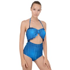 Abstract Line Space Scallop Top Cut Out Swimsuit by HermanTelo