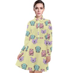 Animals Pastel Children Colorful Long Sleeve Chiffon Shirt Dress