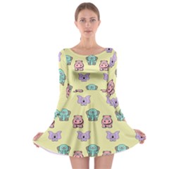 Animals Pastel Children Colorful Long Sleeve Skater Dress