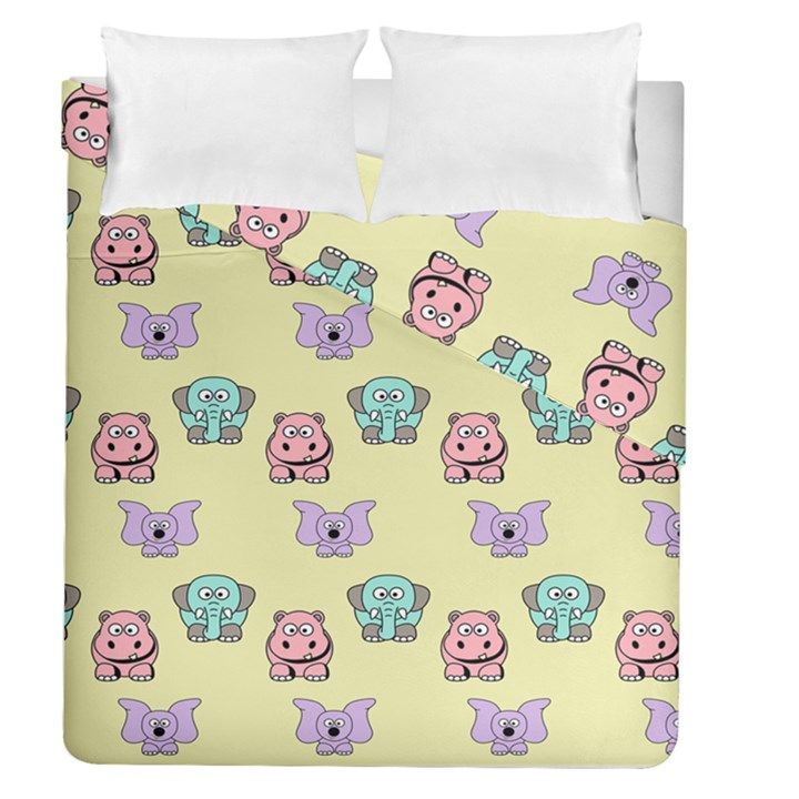 Animals Pastel Children Colorful Duvet Cover Double Side (Queen Size)