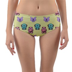 Animals Pastel Children Colorful Reversible Mid-waist Bikini Bottoms