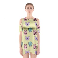 Animals Pastel Children Colorful Shoulder Cutout One Piece Dress