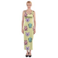 Animals Pastel Children Colorful Fitted Maxi Dress