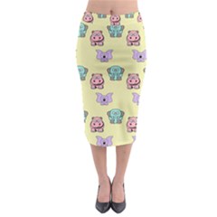 Animals Pastel Children Colorful Midi Pencil Skirt