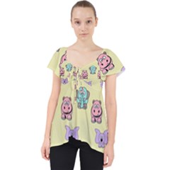 Animals Pastel Children Colorful Lace Front Dolly Top