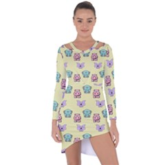 Animals Pastel Children Colorful Asymmetric Cut-out Shift Dress