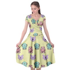 Animals Pastel Children Colorful Cap Sleeve Wrap Front Dress