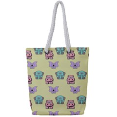 Animals Pastel Children Colorful Full Print Rope Handle Tote (small) by HermanTelo