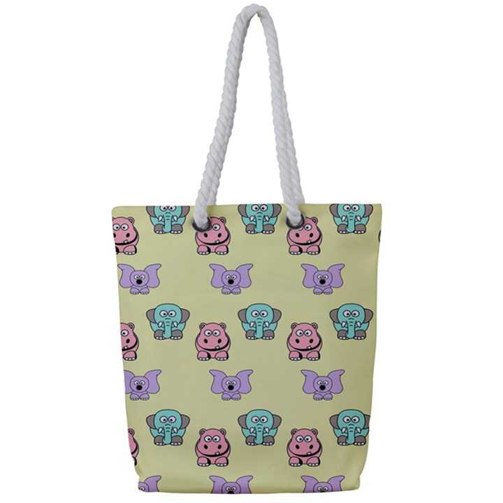 Animals Pastel Children Colorful Full Print Rope Handle Tote (Small)