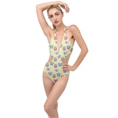 Animals Pastel Children Colorful Plunging Cut Out Swimsuit