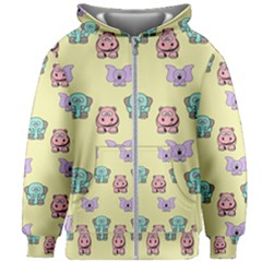 Animals Pastel Children Colorful Kids  Zipper Hoodie Without Drawstring