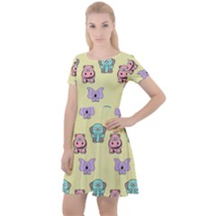 Animals Pastel Children Colorful Cap Sleeve Velour Dress 