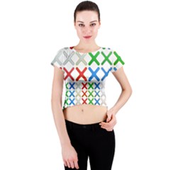 Cancel Button Metallic Metal Set Crew Neck Crop Top