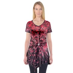 Abstract Background Wallpaper Space Short Sleeve Tunic 