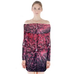 Abstract Background Wallpaper Space Long Sleeve Off Shoulder Dress