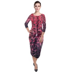 Abstract Background Wallpaper Space Quarter Sleeve Midi Velour Bodycon Dress